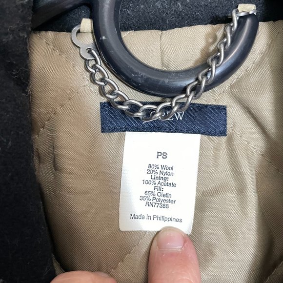 J. Crew Wool Blend Long Coat Thinsulate Black Size SP - Picture 3 of 5